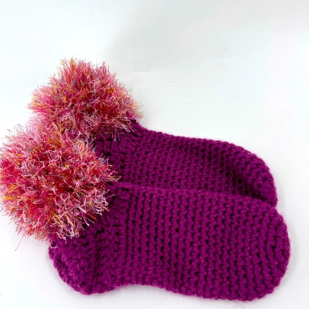 Unbranded Hand Knitted Socks with‎ Pom